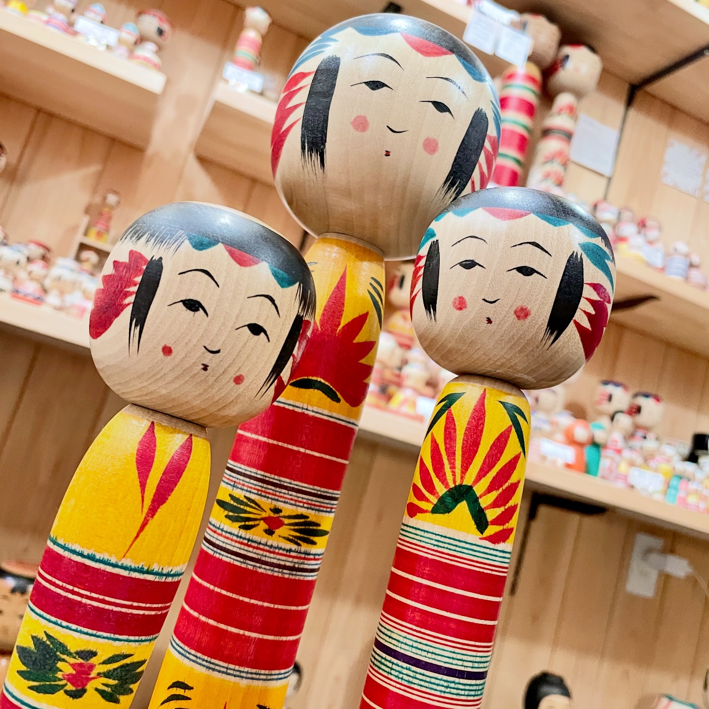 Kimura Atsushi's Denki-style and Tsutae-style kokeshi. They have a