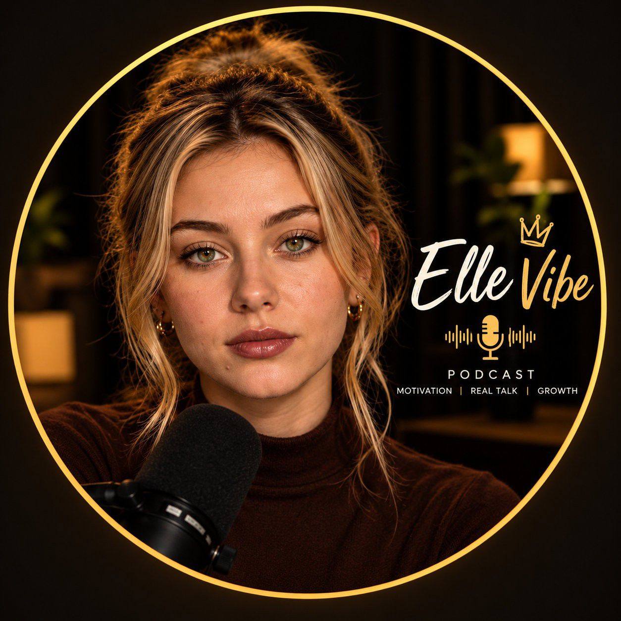 Continue with the same woman, same appearance, same podcast studio and ...