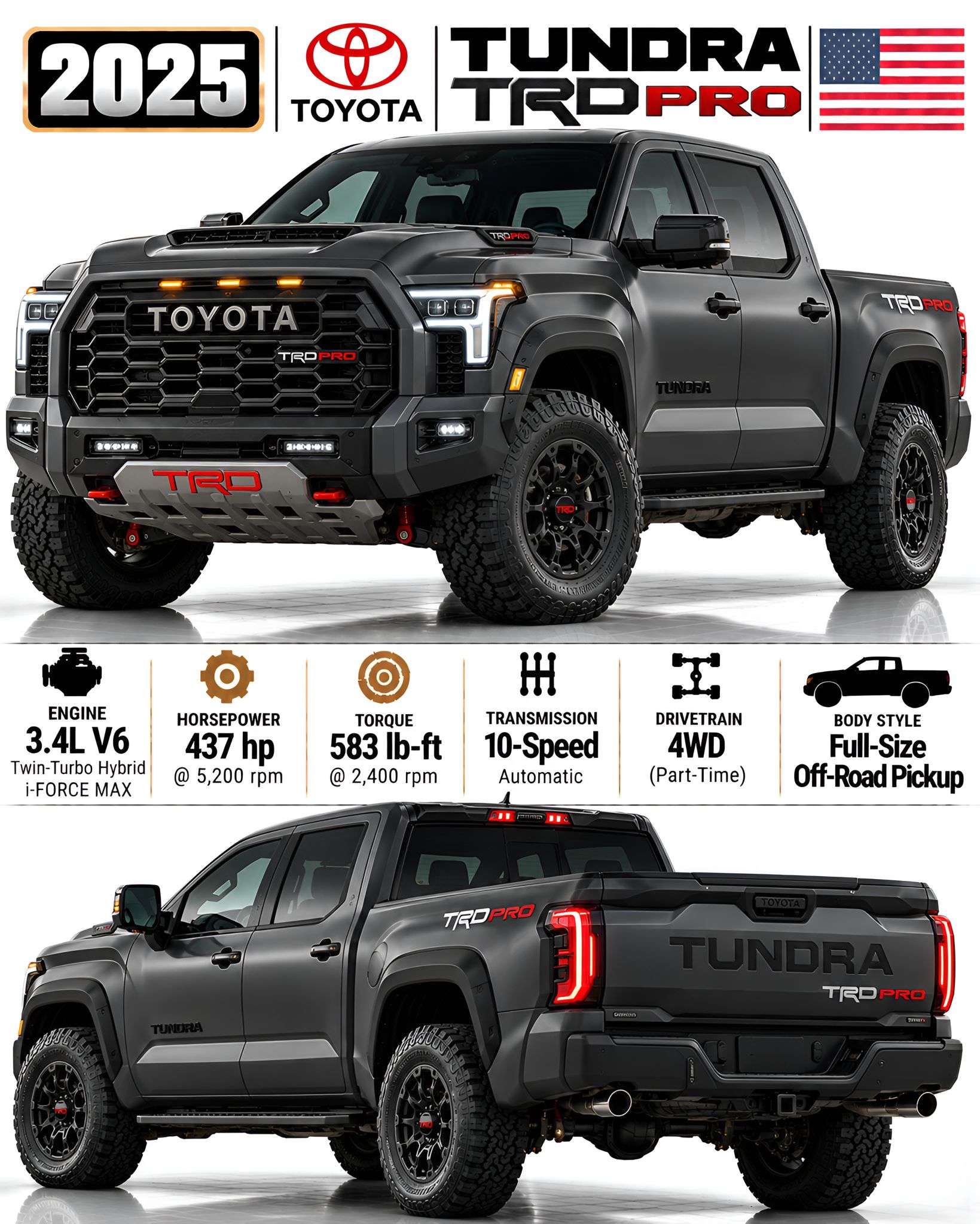 What's the maximum power output of Toyota Tundra trucks?
