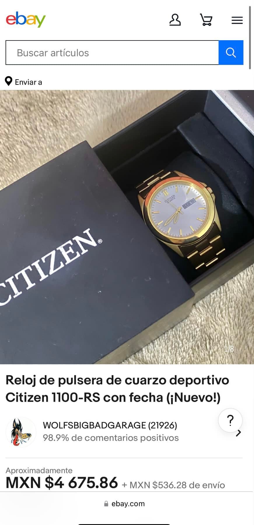 Venta! ⌚️| CITIZEN - MODELO 1102-S066816 ▪️Referencia 