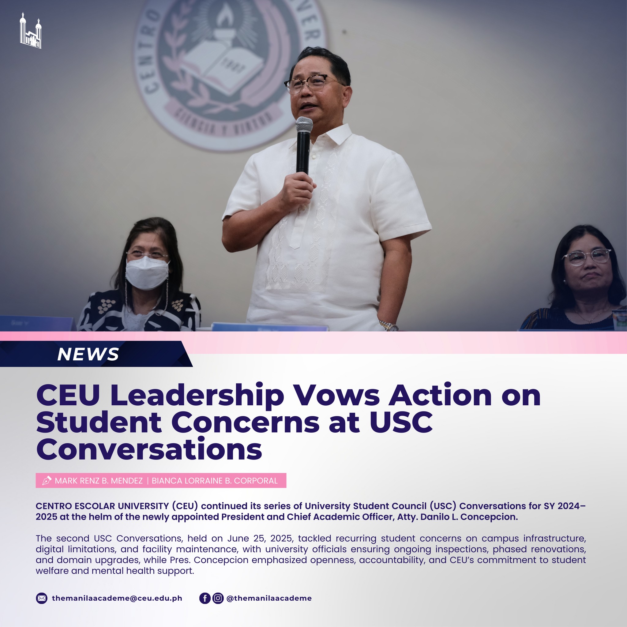 FROM THE PAGES: CEU Leadership Vows... - The Manila Academe | Facebook