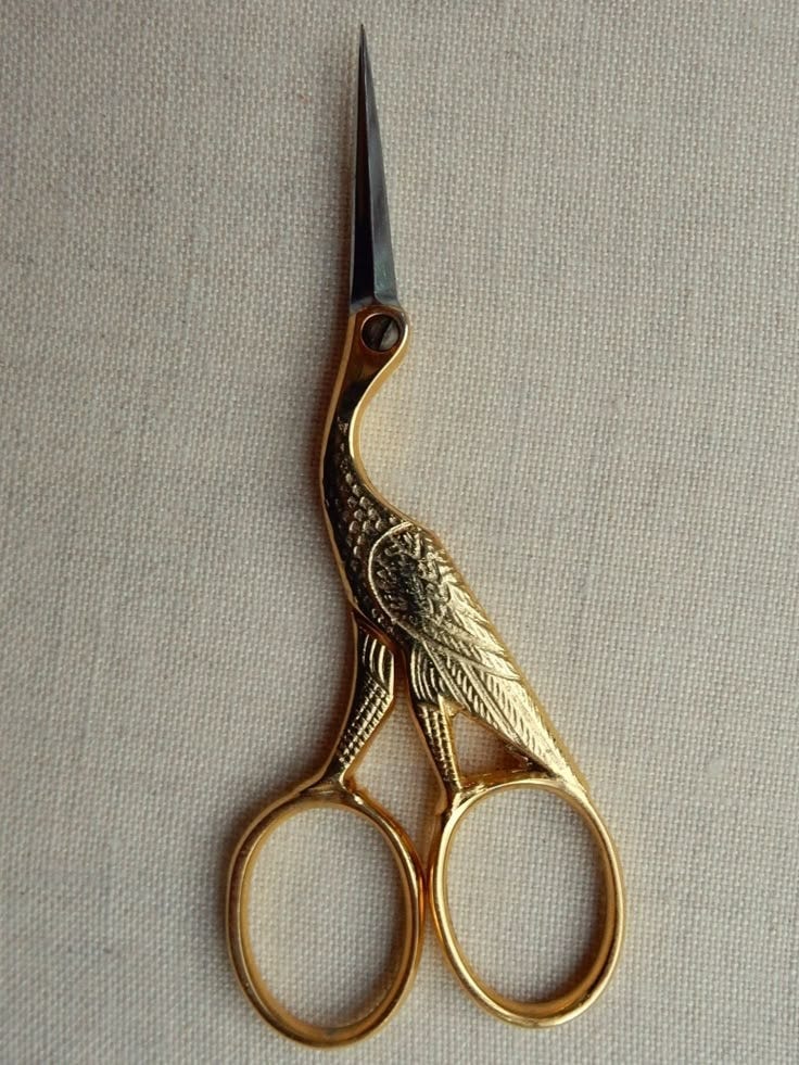 1930's stork embroidery scissors by french master scissor maker