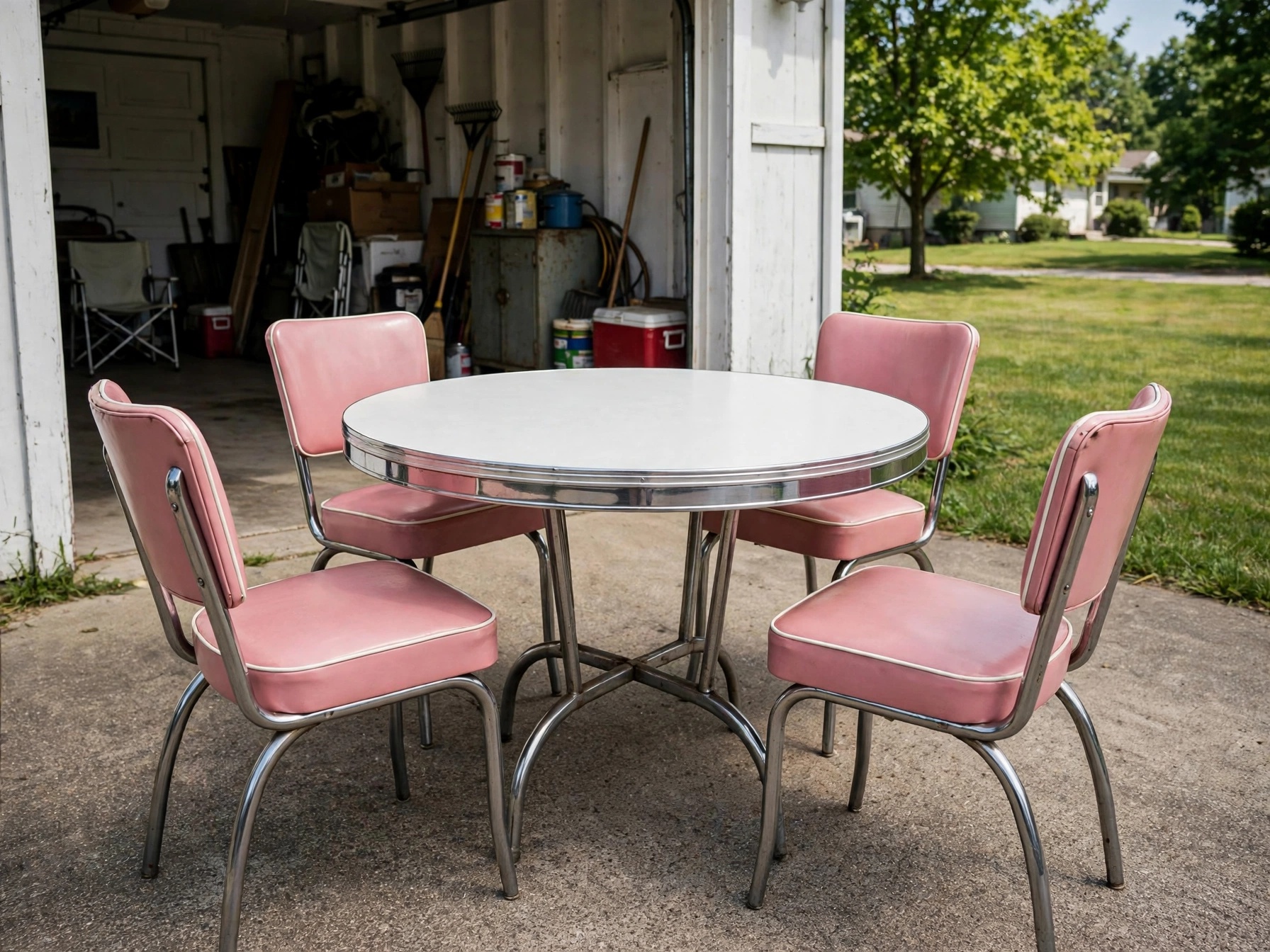 1950s dinette and matching kids' table are adorable! ❤️