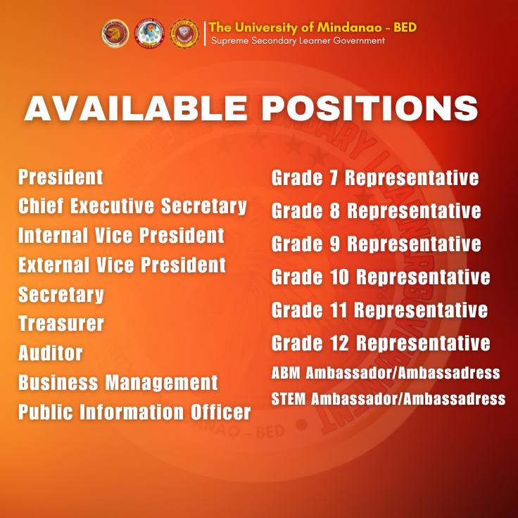 Supreme Secondary Learner Government - UM BED | Davao City