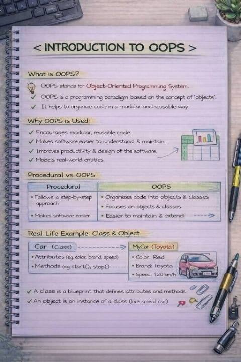 Developer Blz - 📘 OOPs – Handwritten Notes (Concept Made... | Facebook