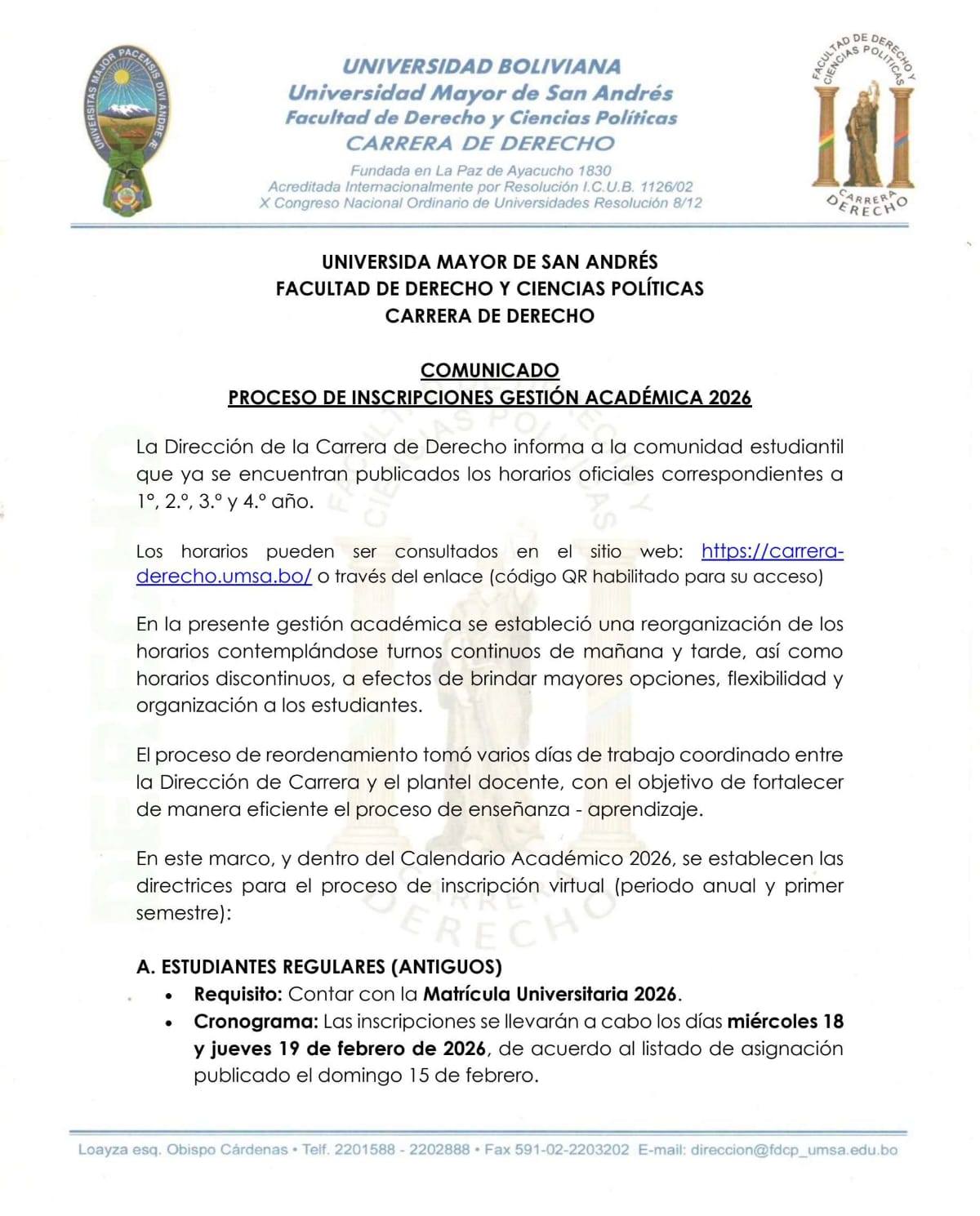 Carrera de Derecho - UMSA oficial 4.0 | La Paz