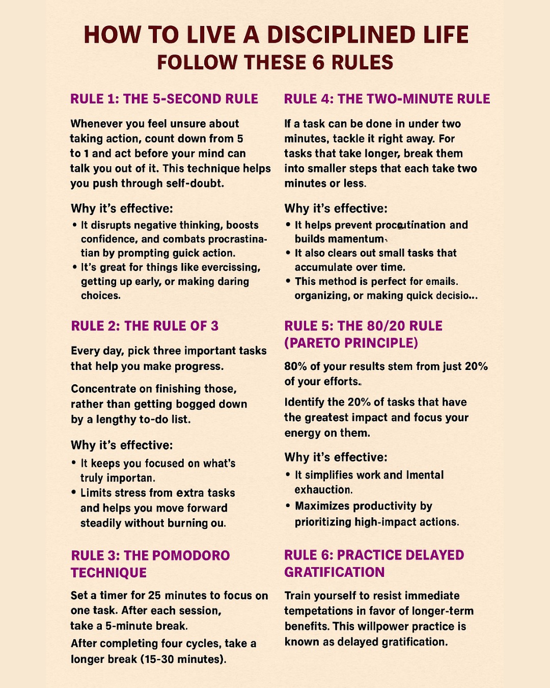 Tips - 📅 Want More Discipline? Try These 6 Simple Rules 5-Second Rule ...