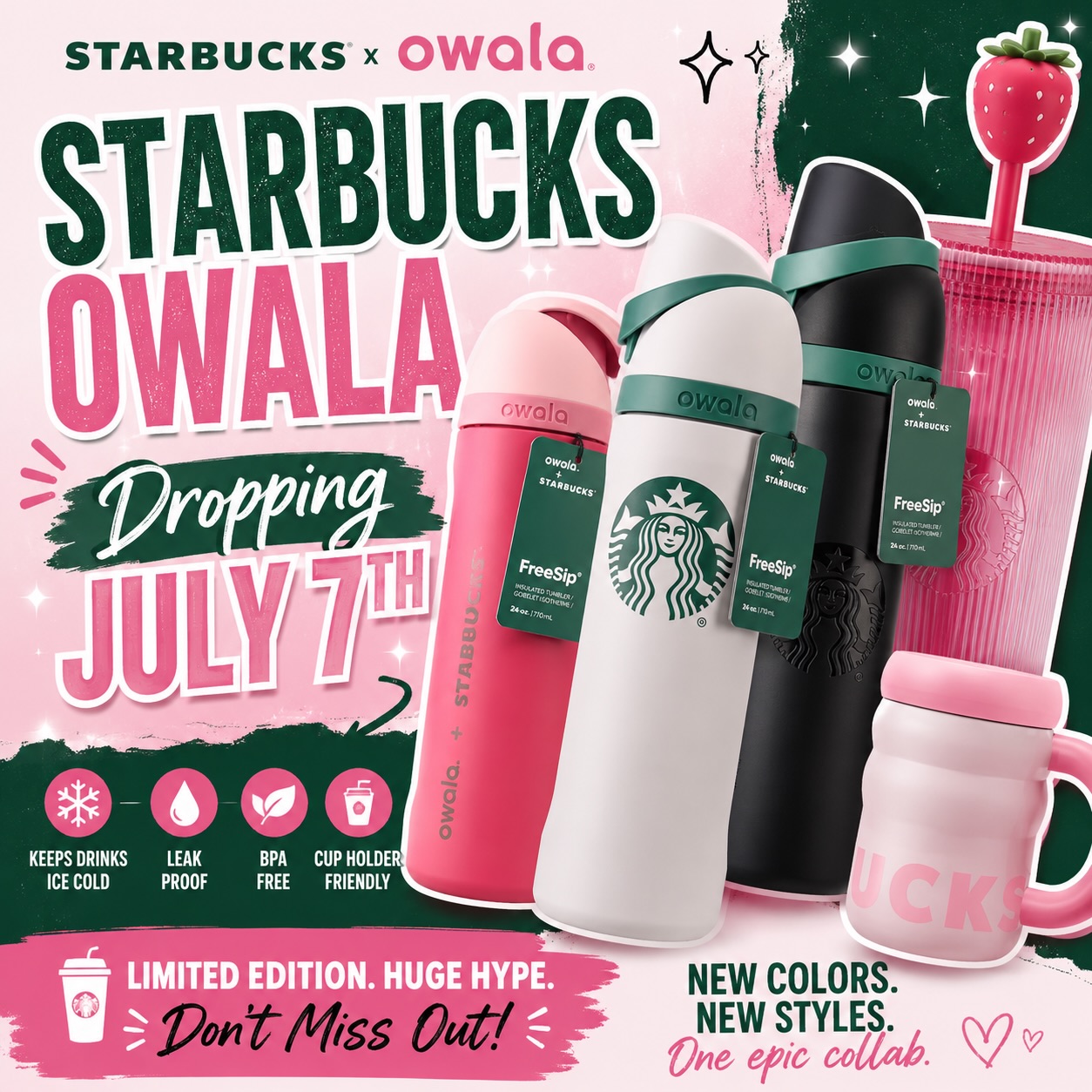🚨 STARBUCKS x OWALA DROP ALERT! 🚨💗☕️ The new limited-edition