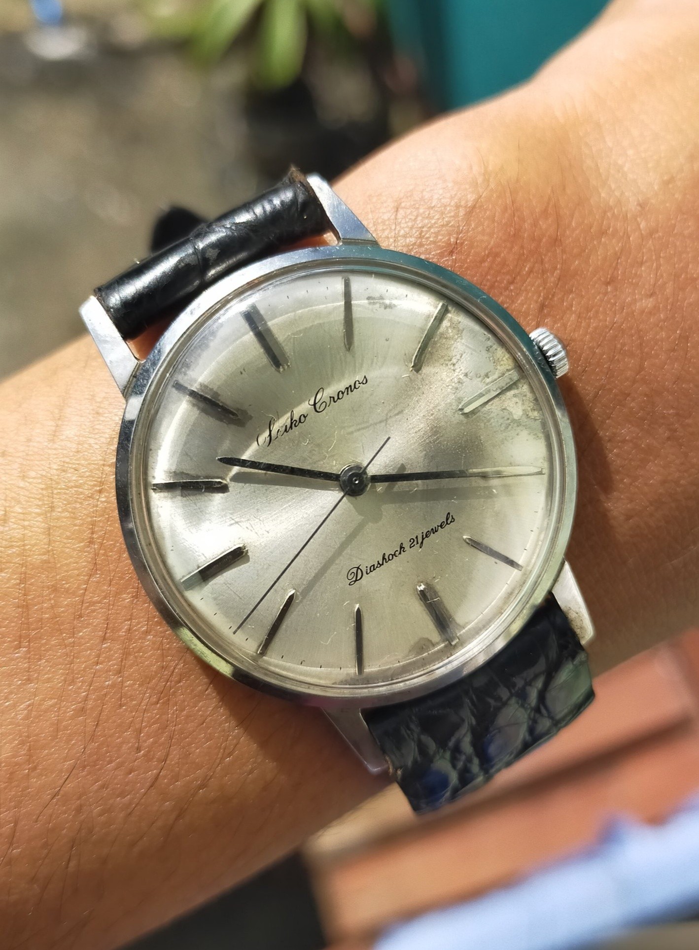 Watch of today Seiko Cronos 17 jewels dial and 21 jewels movement
