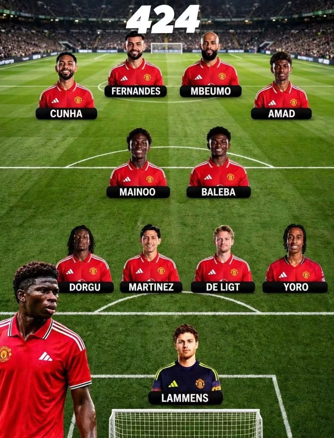 Manchester United 424 starting lineup fan reaction
