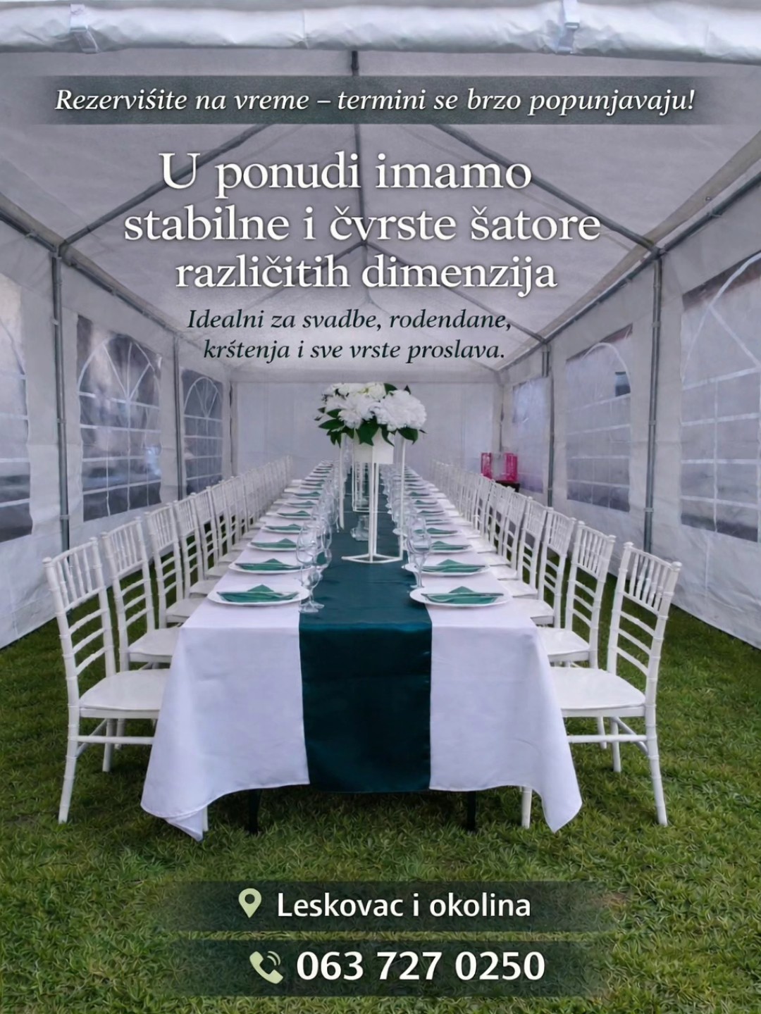 Iznajmljivanje satora i opreme | Leskovac