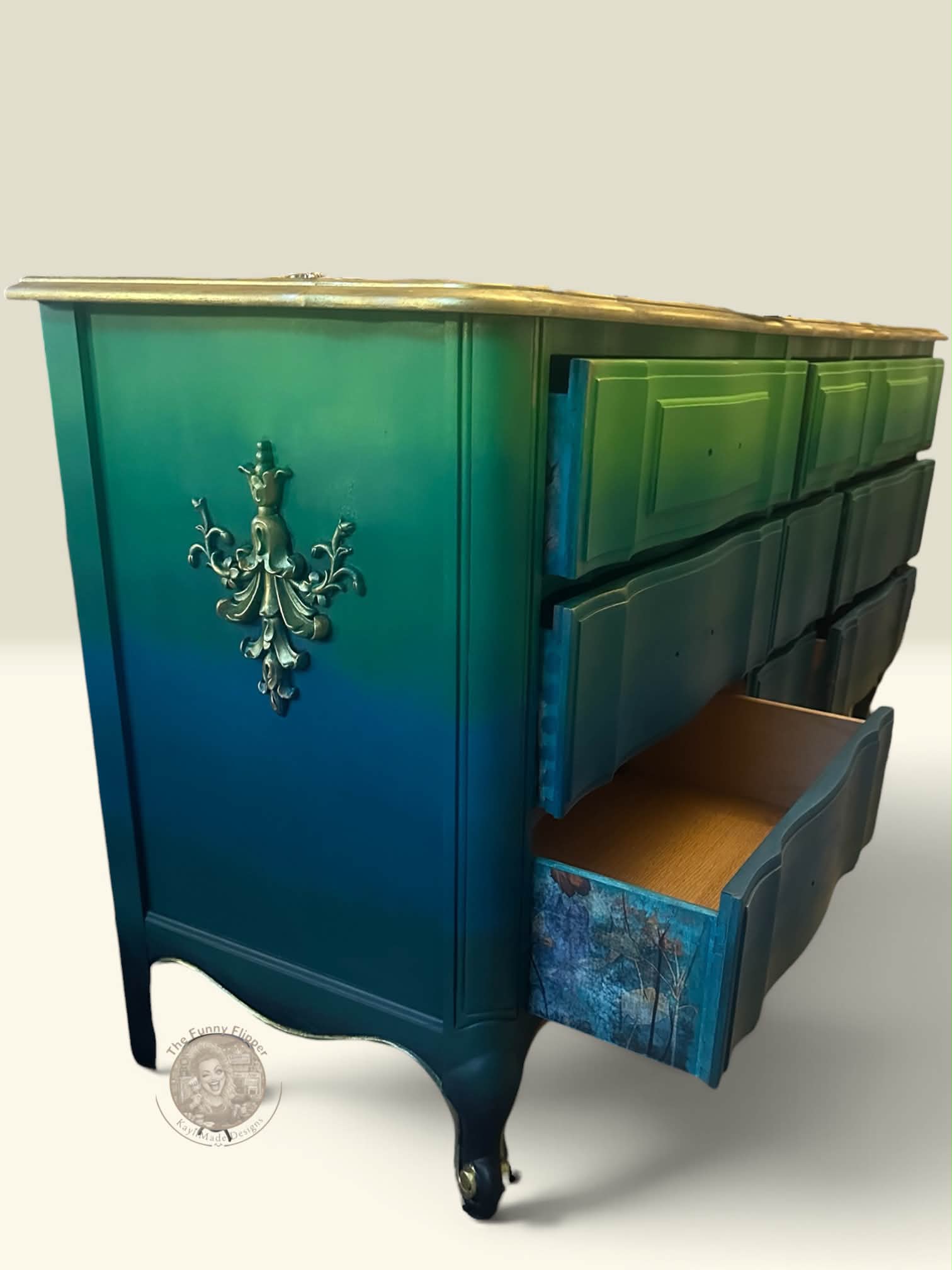 purple and green dresser makeover with gold accents Filter_Size_G_3XL