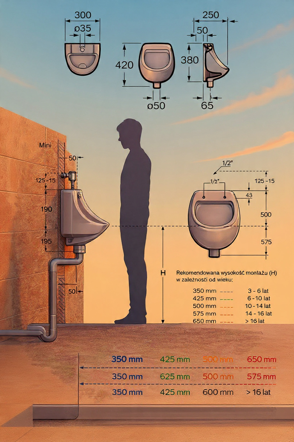 Roca Mini porcelain urinal for small spaces display picture 1
