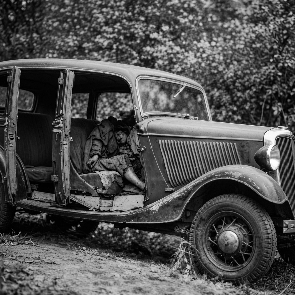 Bonnie and Clyde's 1932 Ford V-8 after final ambush | Bienville