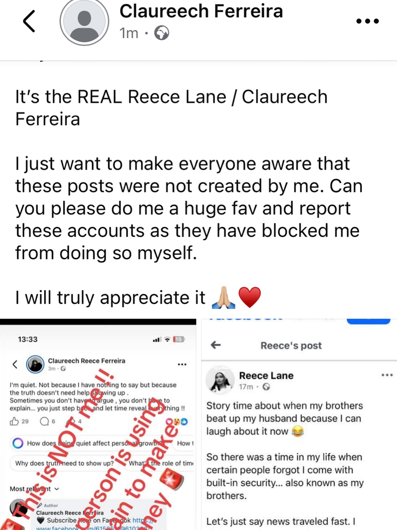 Reece - Please do me a huge fav and report these accounts 😭🙏🏼 This is ...