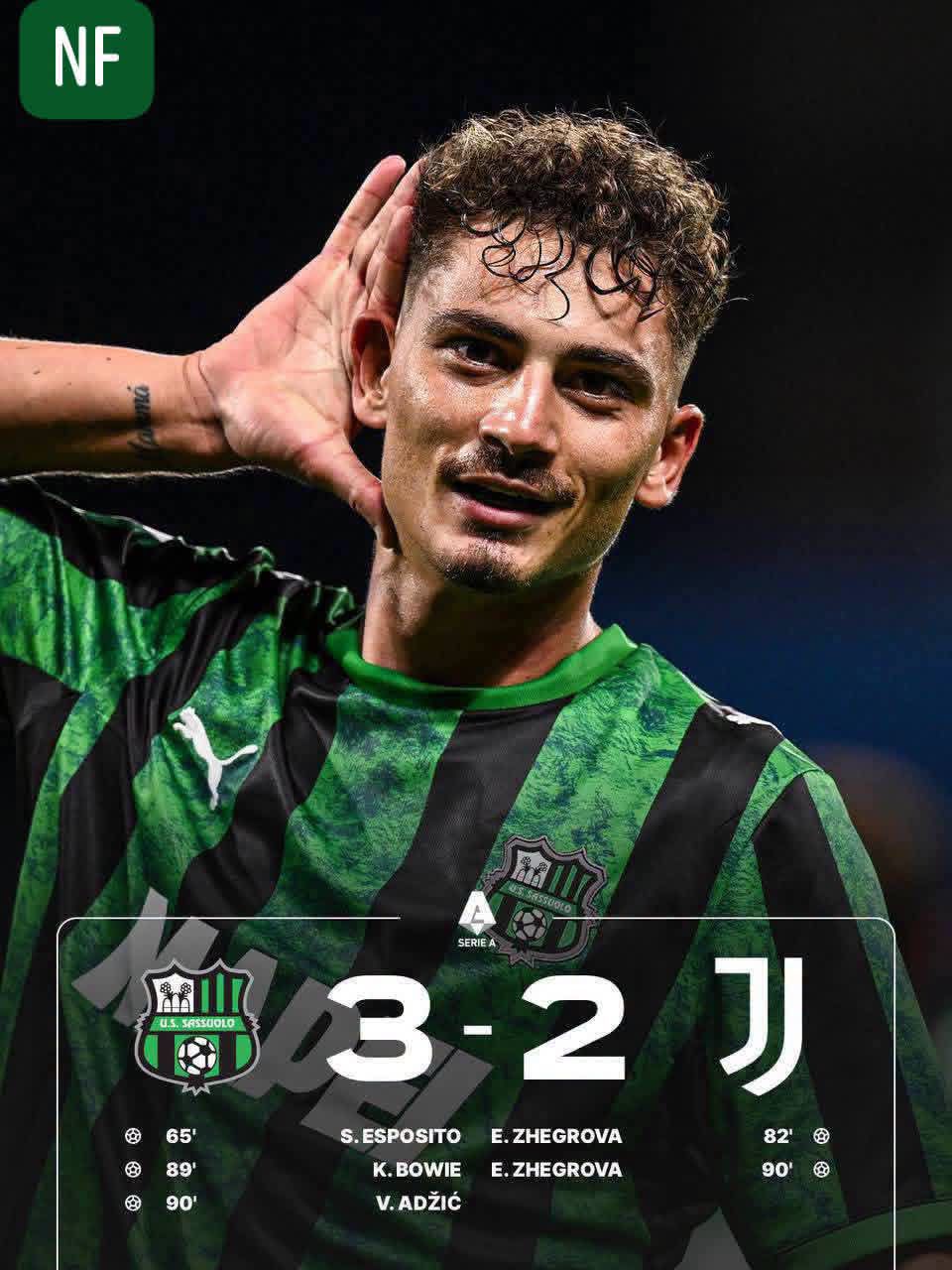 Jay Idzes helps Sassuolo beat Juventus 3-2 in Serie A