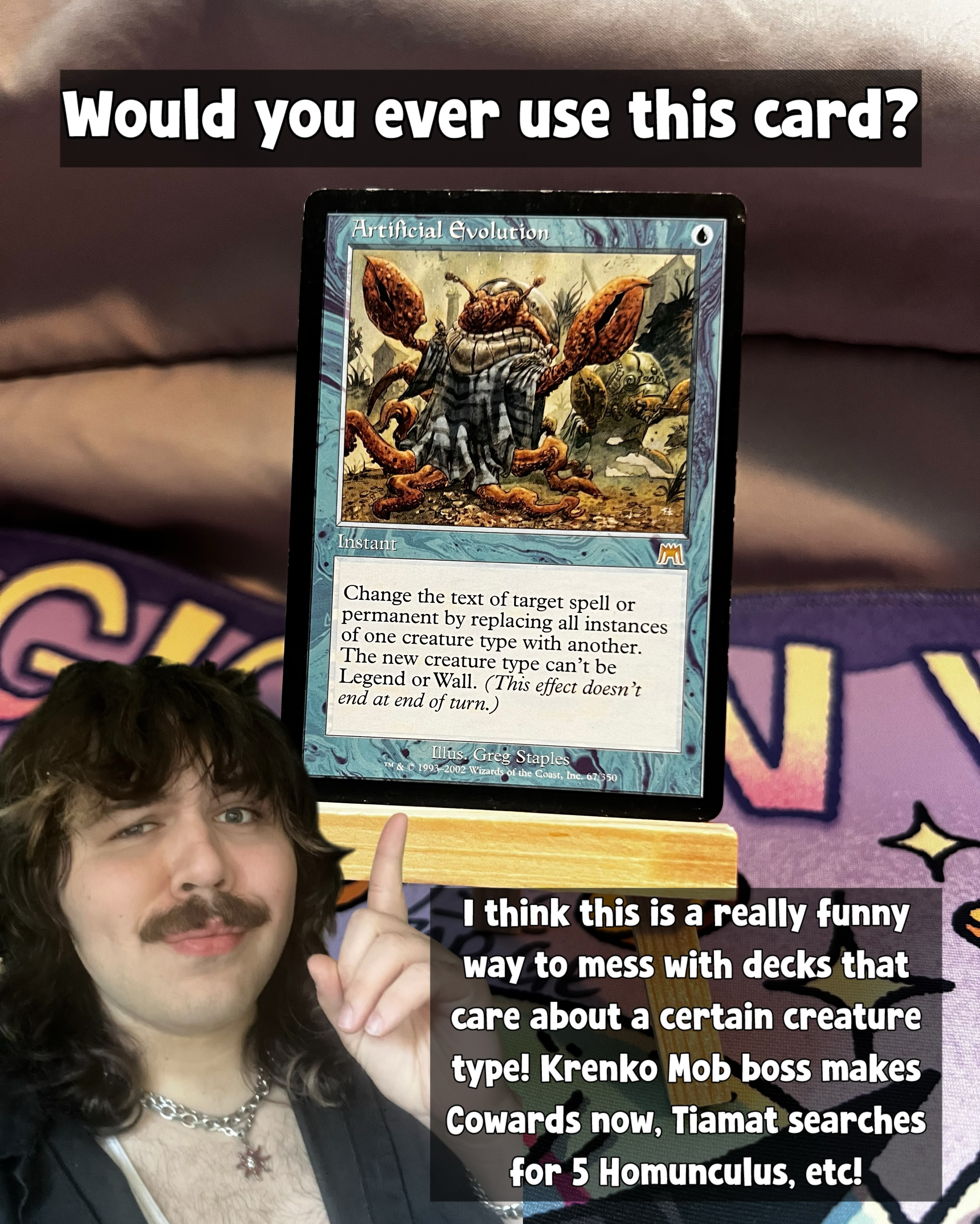 How does 'artificial evolution' affect card text in Magic: The