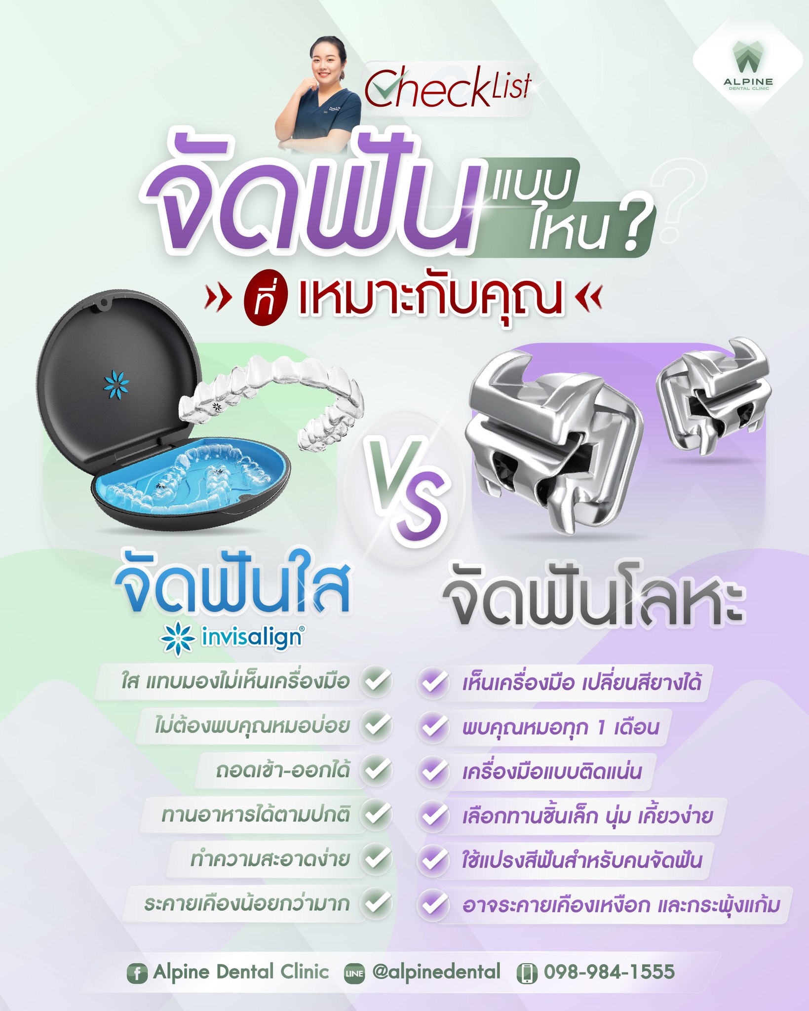 Alpine - จัดฟันใส invisalign VS จัดฟันโลหะ Check List แบบไหนที่เหมาะกับ ...