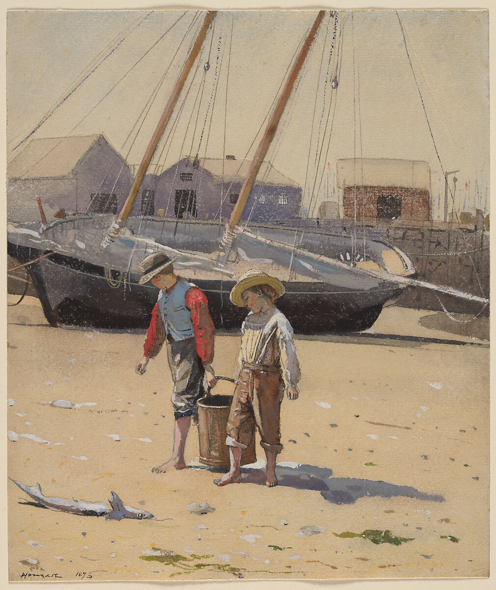 yacht in a cove gloucester 1880 by homer