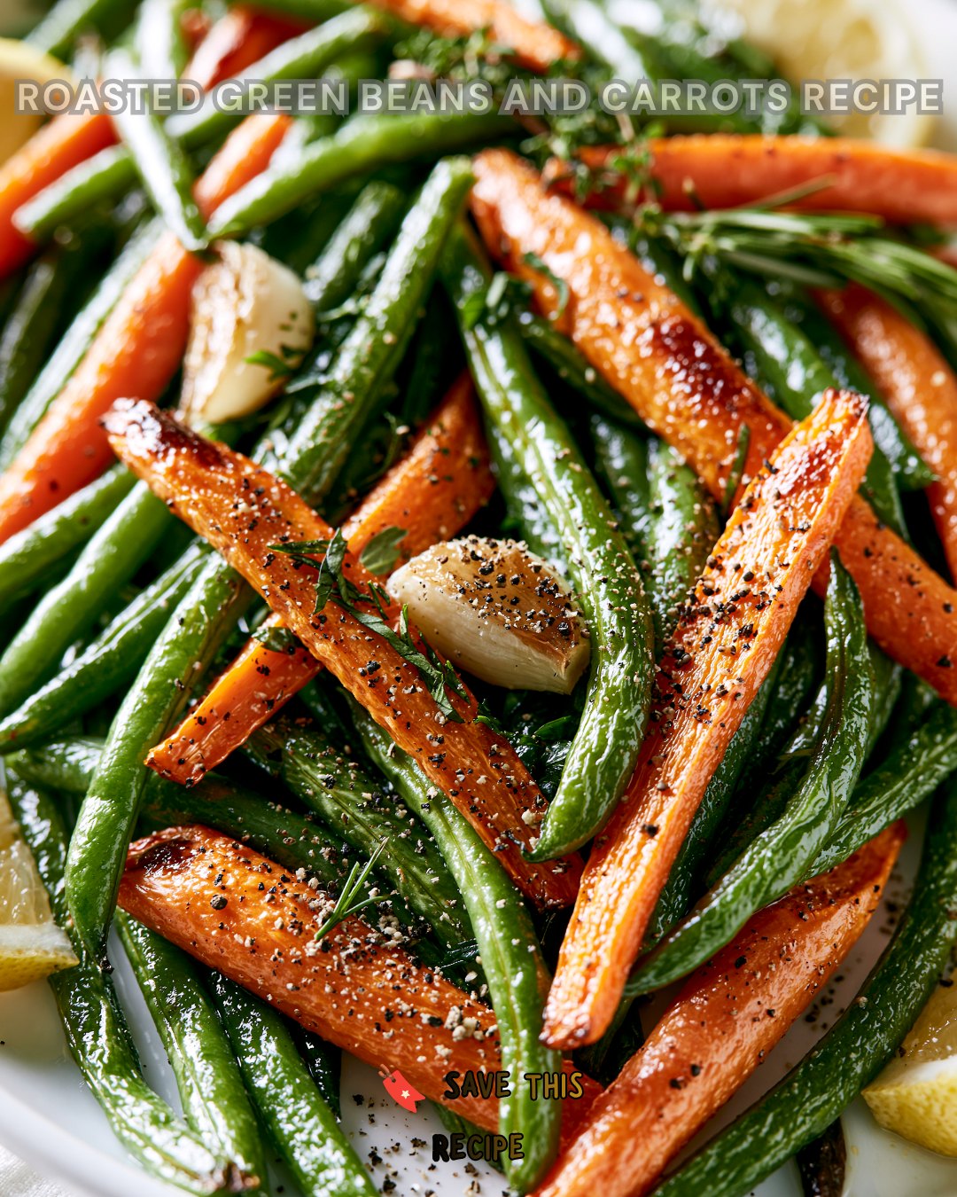 baked green beans with italian dressing and carrots tossed. Sprinkle mix. Roast at 425°F for 20 min. Tender vegetables lightly crisp, golden edges ✨ SAVE this for later and Comment “recipe”and I'll DM italian style green beans