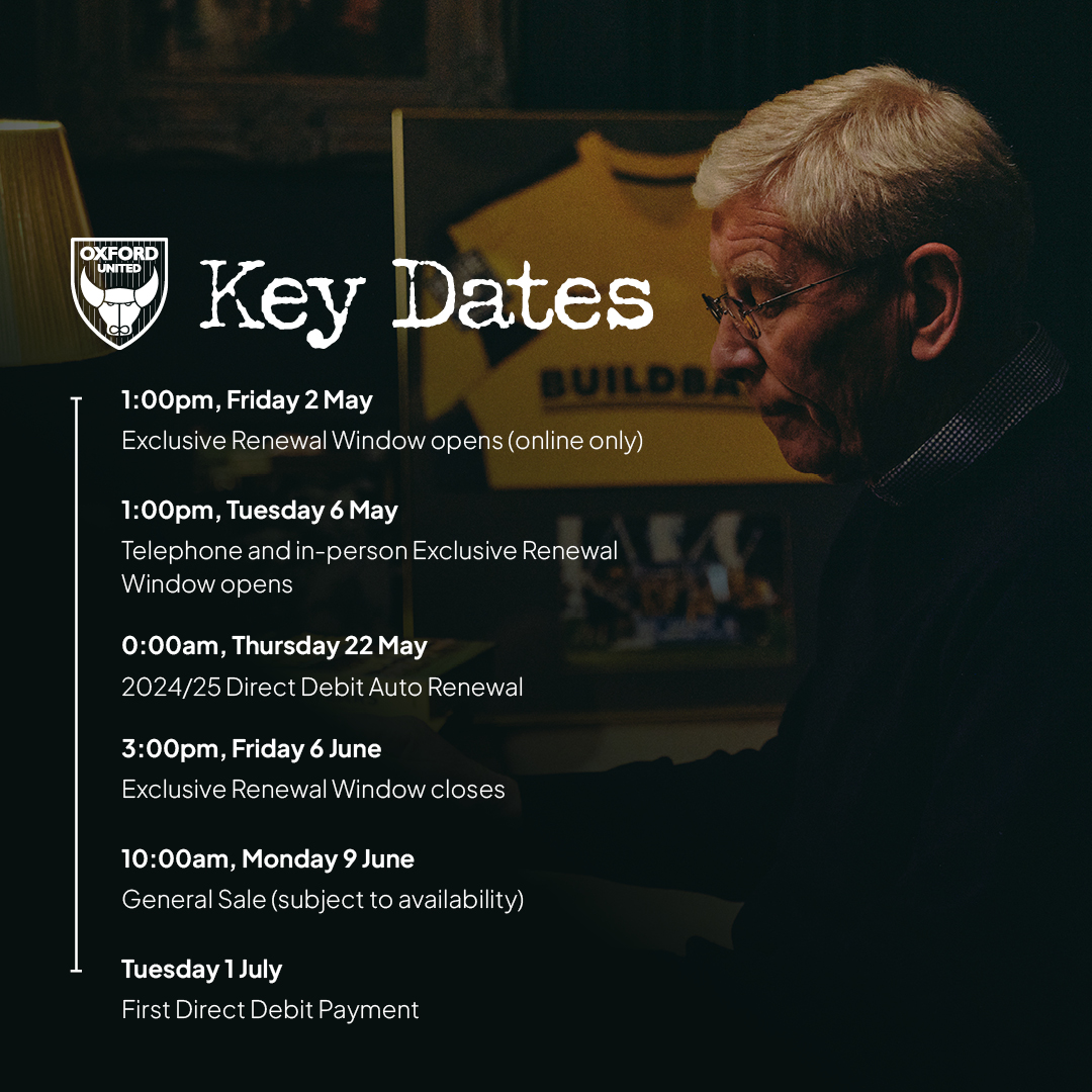 Oxford - ICYMI | Season ticket renewals for 2025/26 are now open. ⤵️ ...