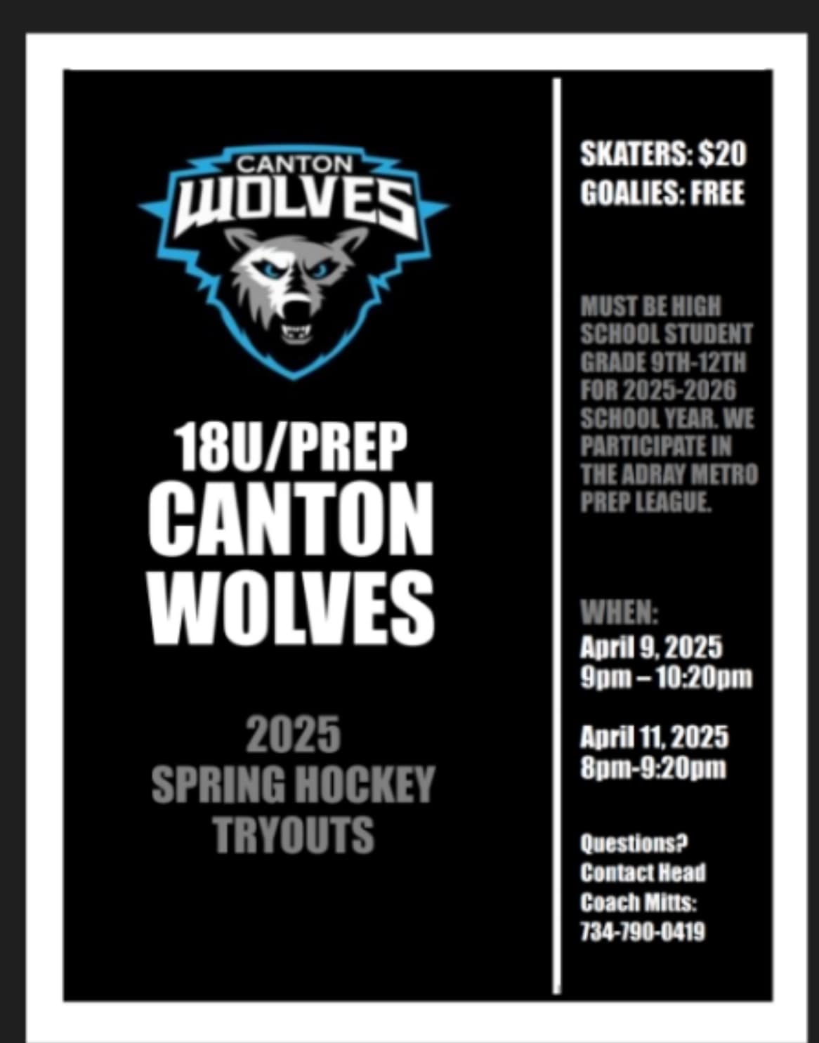Wolves Prep JV Hockey Canton
