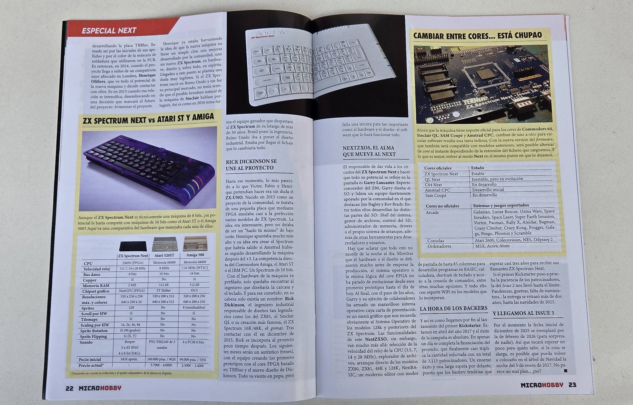 MicroHobby issue 222 features ZX Spectrum Next and Rick Dickinson