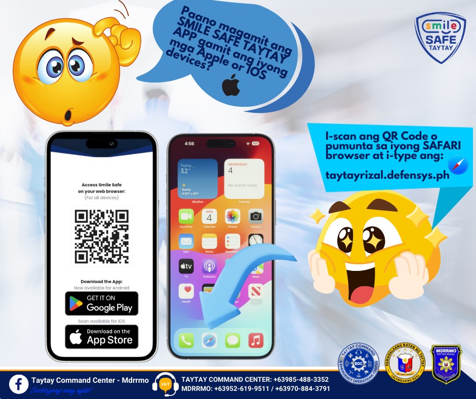 SMILE SAFE TAYTAY APP FOR... - Taytay Command Center - Mdrrmo | Facebook