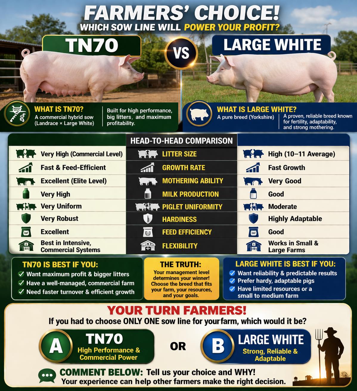 🐖 TN70 vs Large White – The Real Farmer's Choice! If you had to