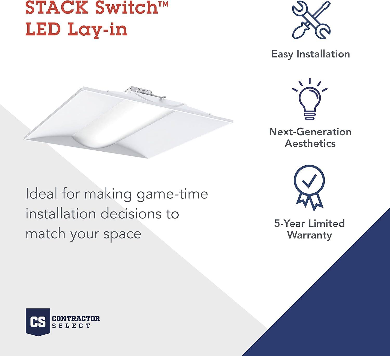 EARS - Lithonia Lighting 2x4 LED Troffer Light, Stack Switch LED Drop ...