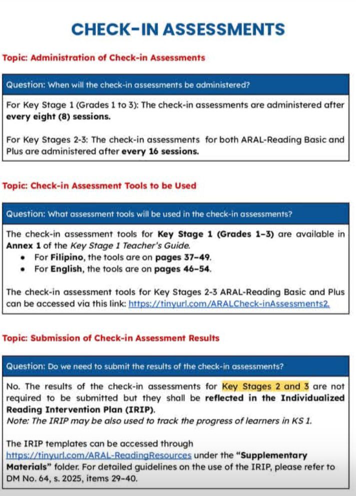 Teacher - ARAL Check in Assessment | Facebook