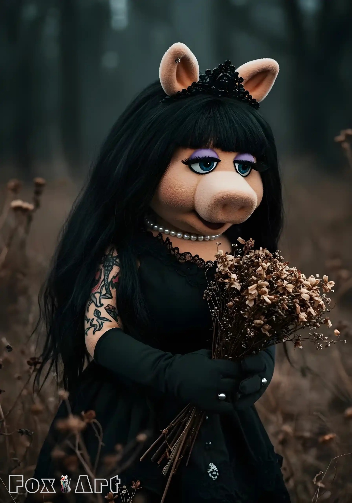 Goth Miss Piggy' Credit: Fox Art 🖤🔪Lizzie 🔪🖤