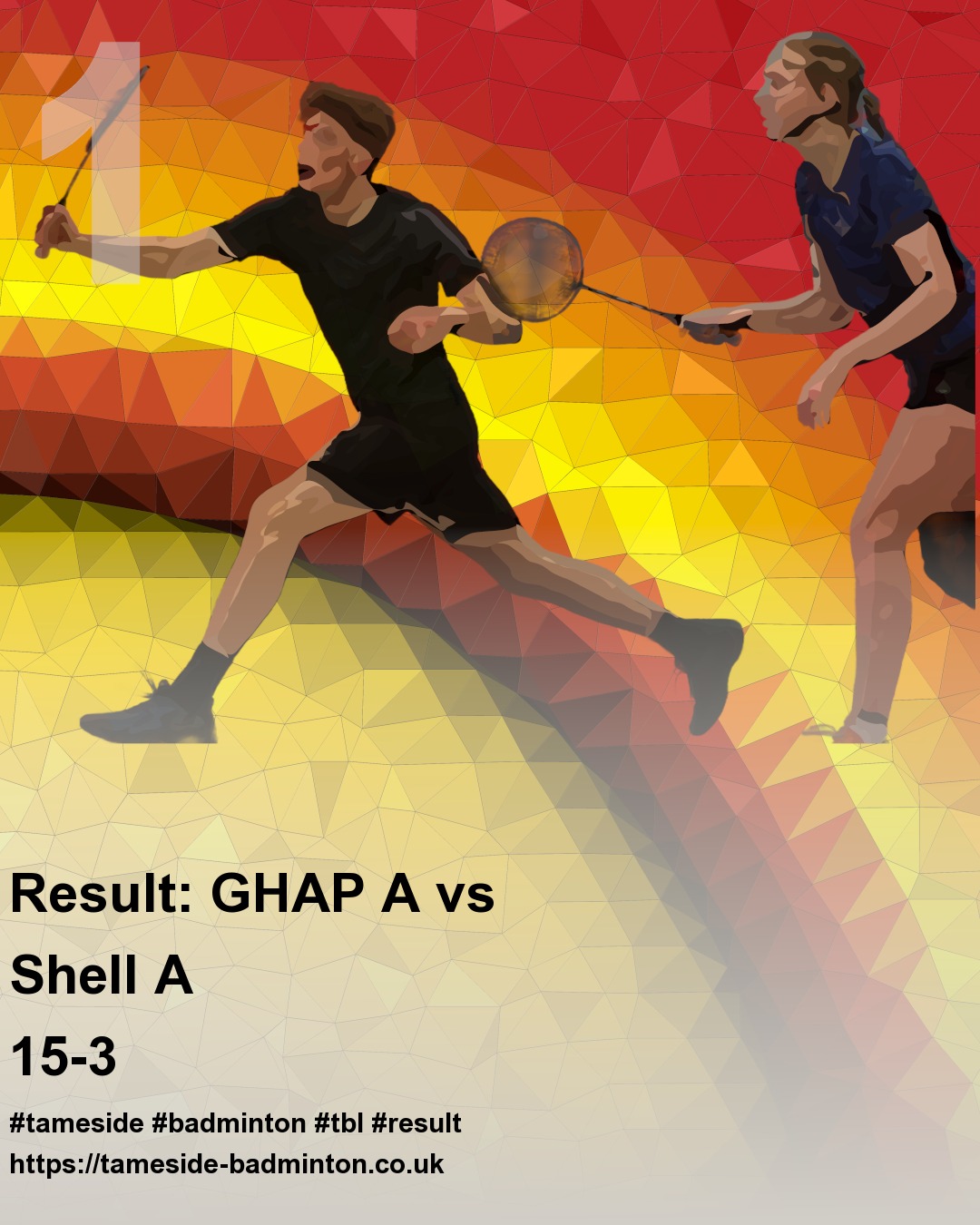 Tameside - Result: GHAP A vs Shell A : 15-3 #tameside #badminton #tdbl ...
