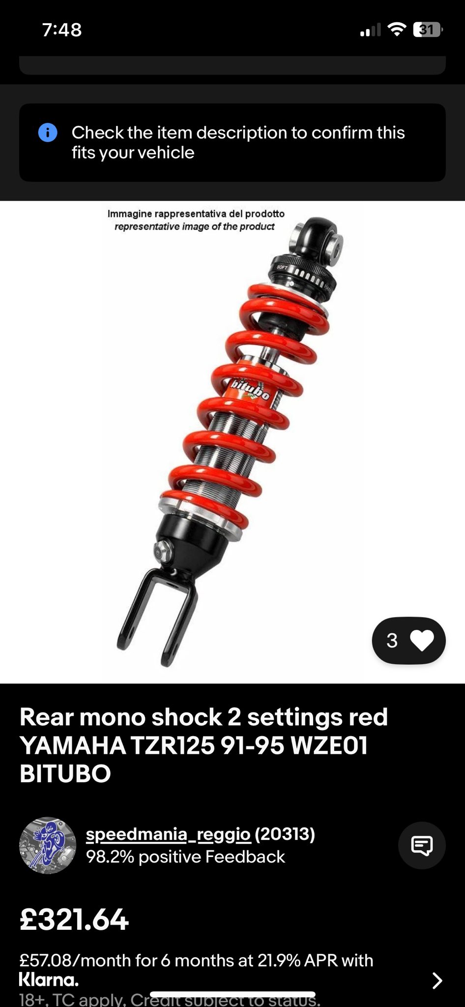 On my 1994 Tzr I fitted a new rear shock but when I put the bike