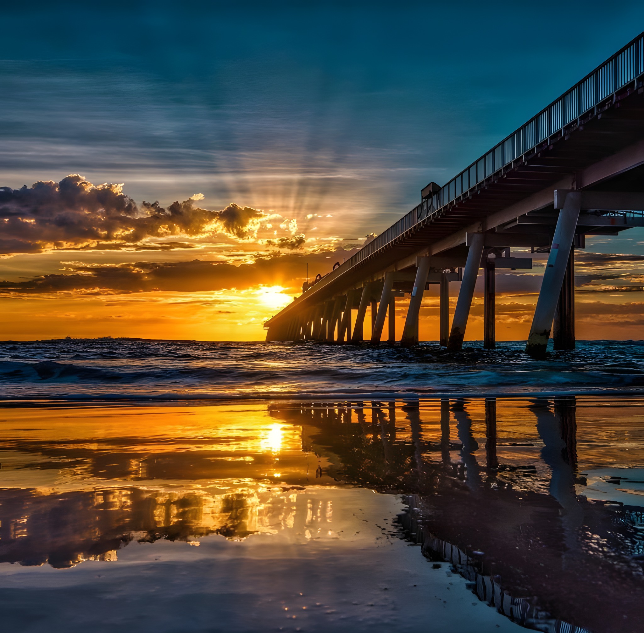 Nice sunset view of the bridge to the best beach in the world…shhhhh.