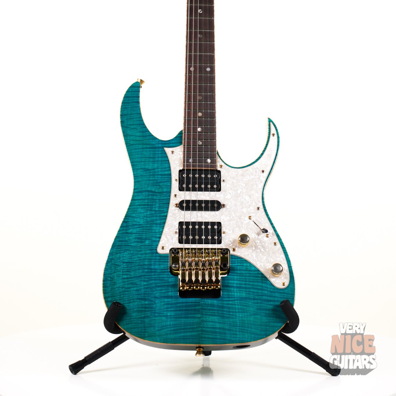 Ibanez j.custom model displayed at an exhibition in Japan