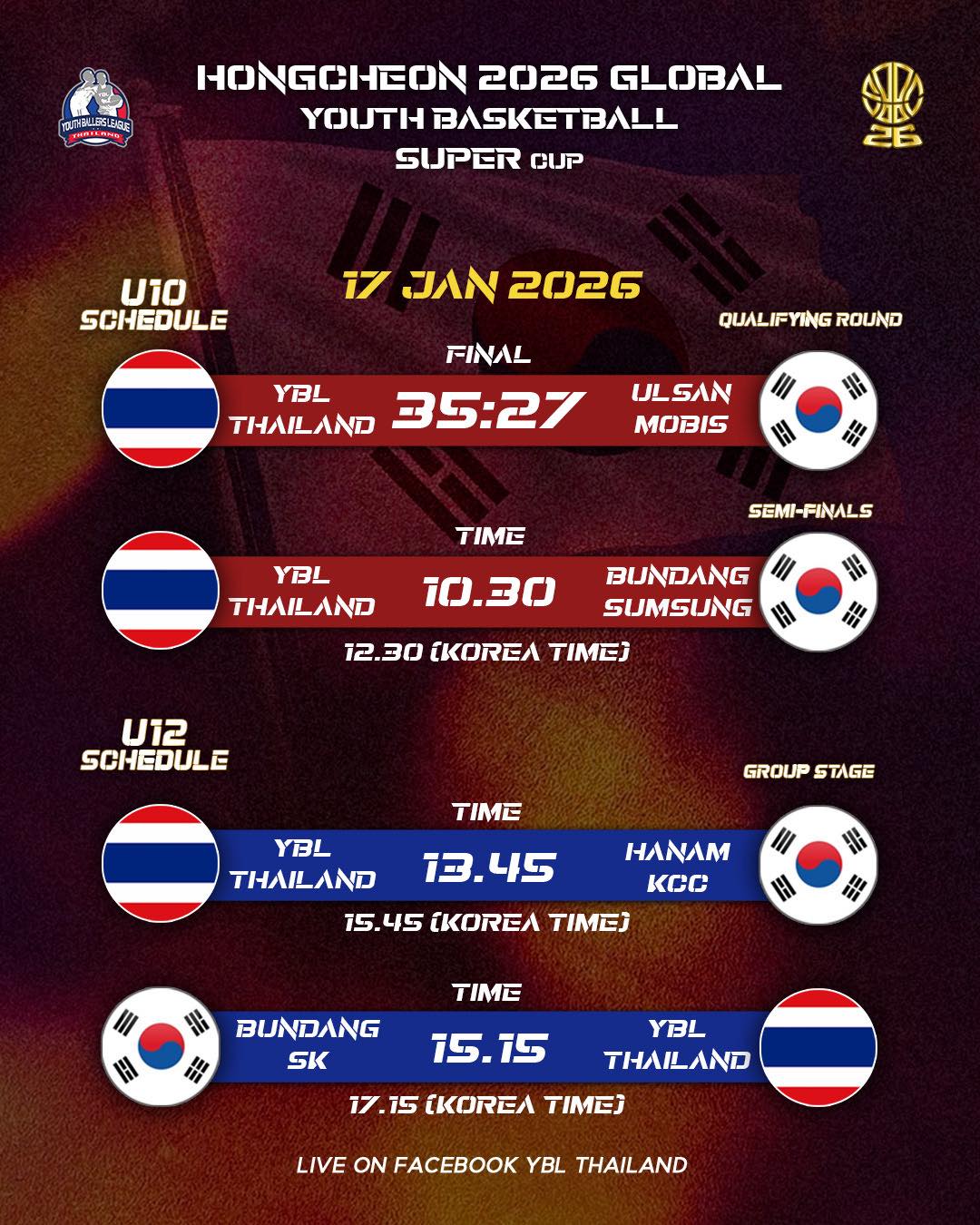 YBL Thailand - PROGRAM🚨 17 JAN 2026 YBL Thailand Team U10... | Facebook