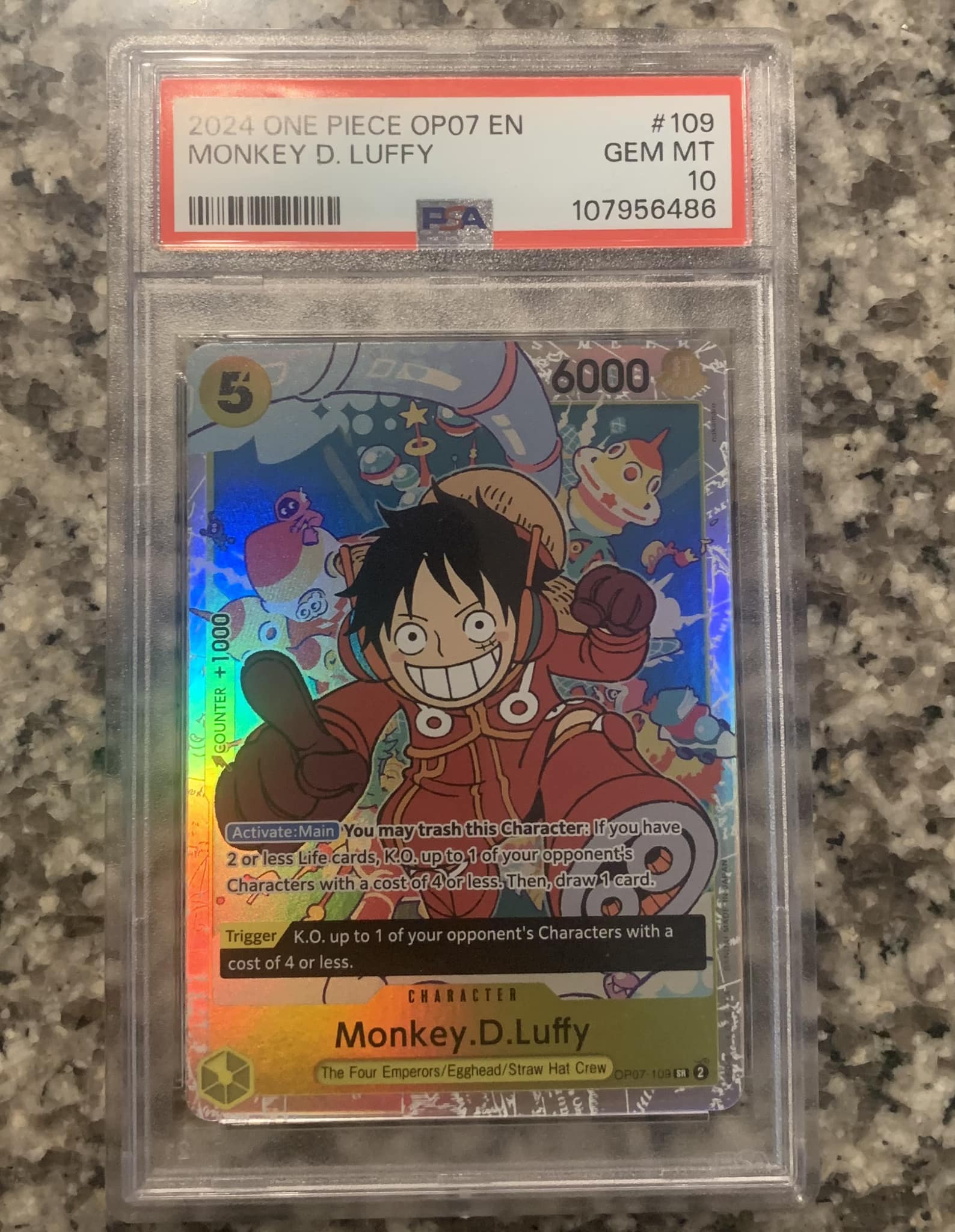 PSA 10 Monkey D Luffy One Piece trading card