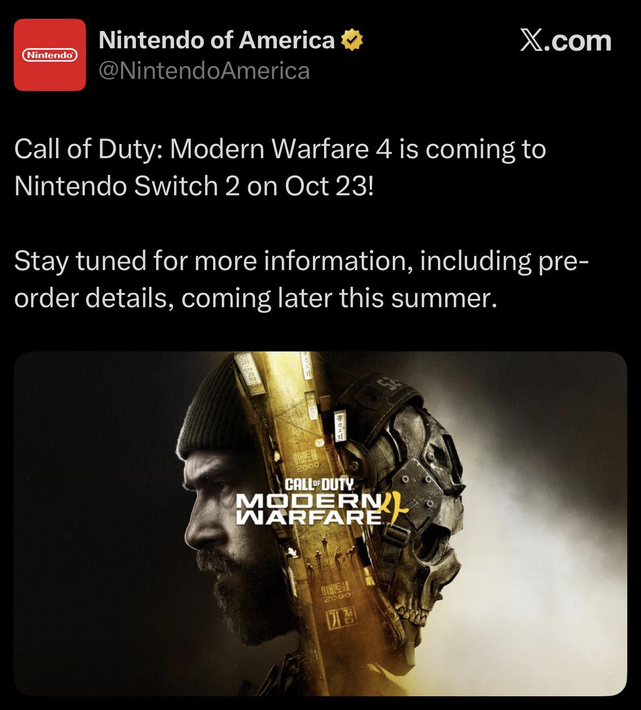 COD is back on Nintendo consoles.