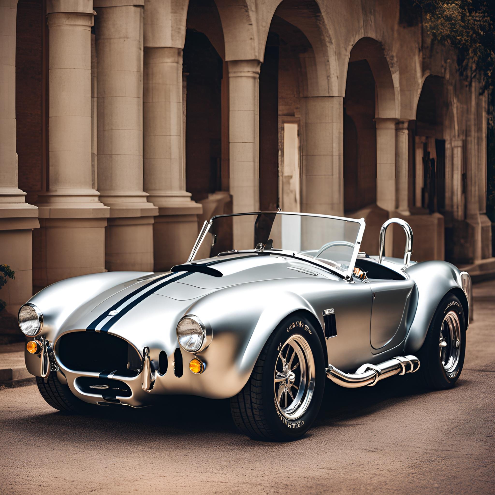 With a Ford 427 cu. in. engine crammed into a modified Cobra body 