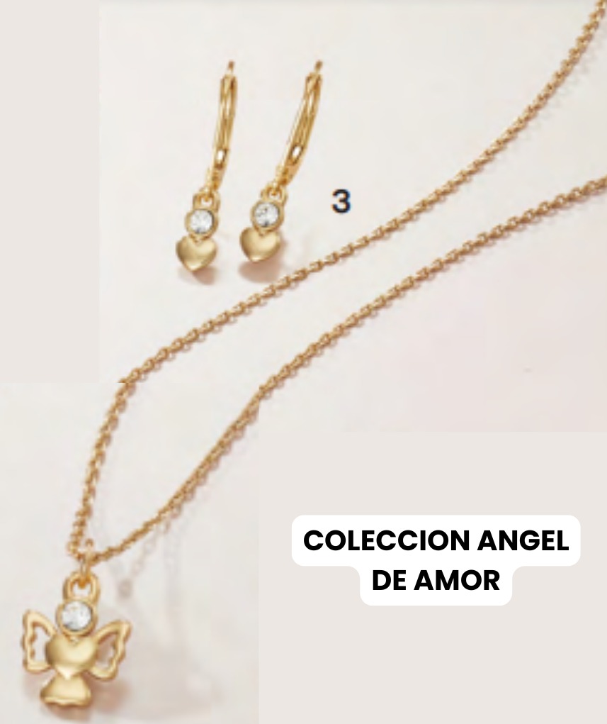 Ensemble Bijoux Yanbal Collection Couleur Ange - Collier Et Boucles D'oreilles Plaqué Or Multicolore (neuf)