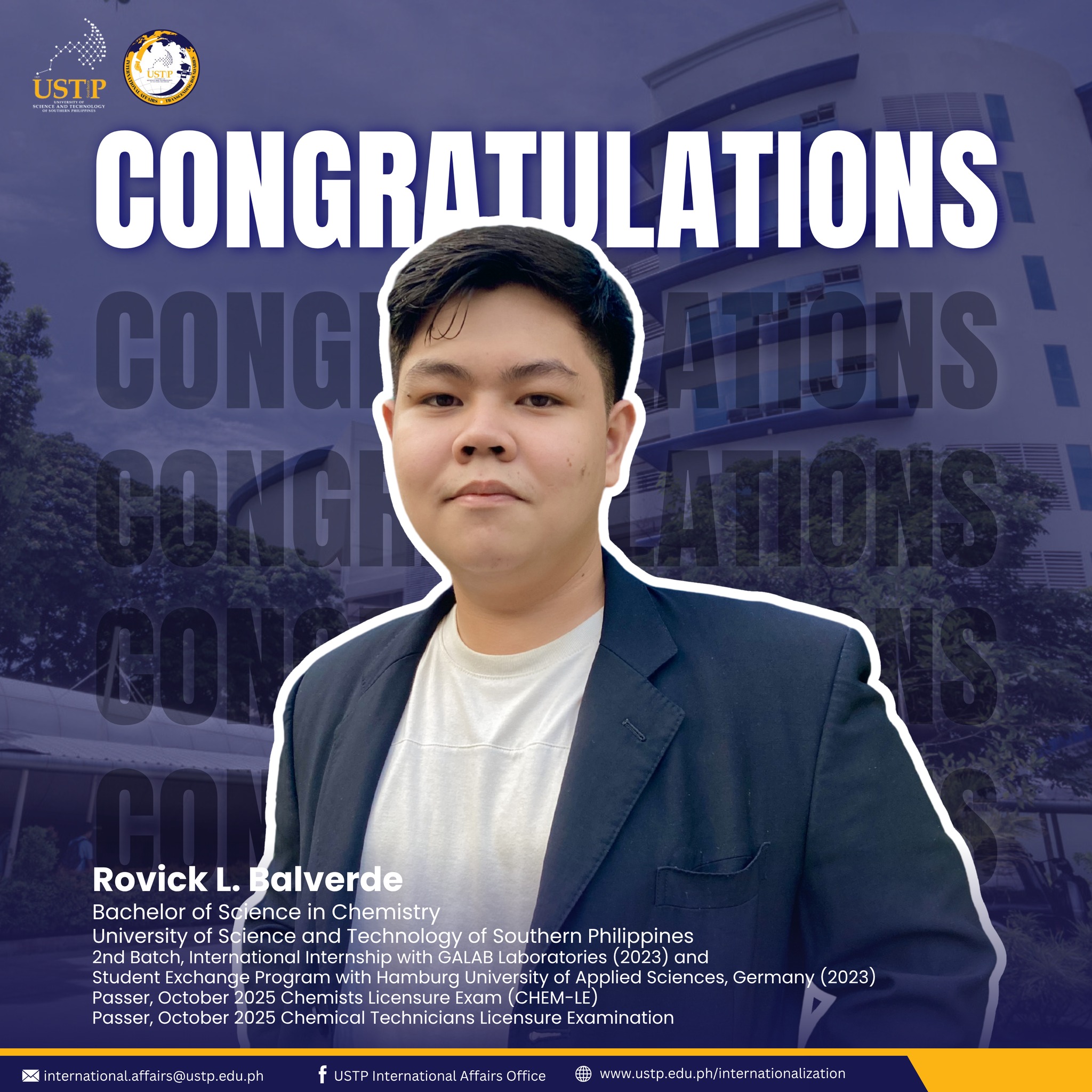 USTP - 🎉 𝐂𝐨𝐧𝐠𝐫𝐚𝐭𝐮𝐥𝐚𝐭𝐢𝐨𝐧𝐬, 𝐌𝐫. 𝐑𝐨𝐯𝐢𝐜𝐤 𝐋. 𝐁𝐚𝐥𝐯𝐞𝐫𝐝𝐞! 🎓💐 A proud graduate ...