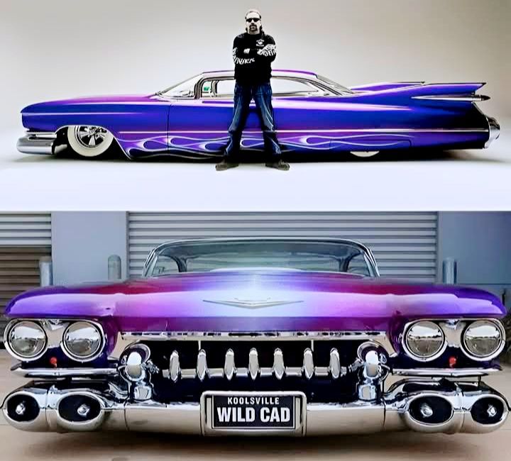 1959 Cadillac DeVille with distinctive purple paint job