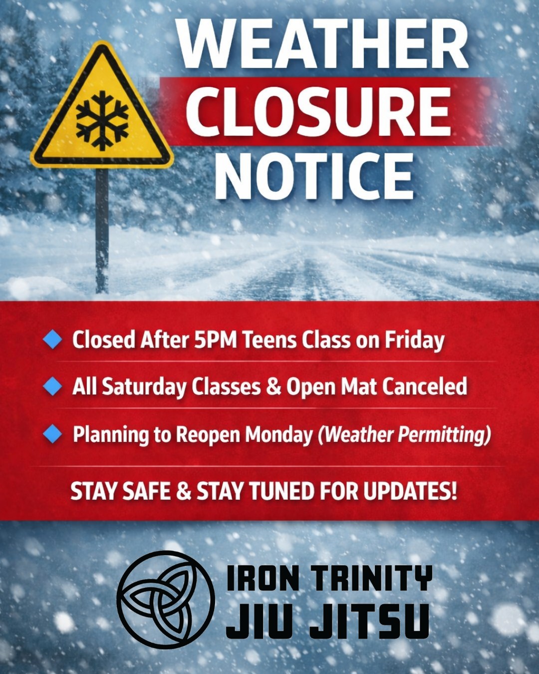 Iron - 🚨 Weather Closure Notice 🚨 Due to expected inclement weather ...