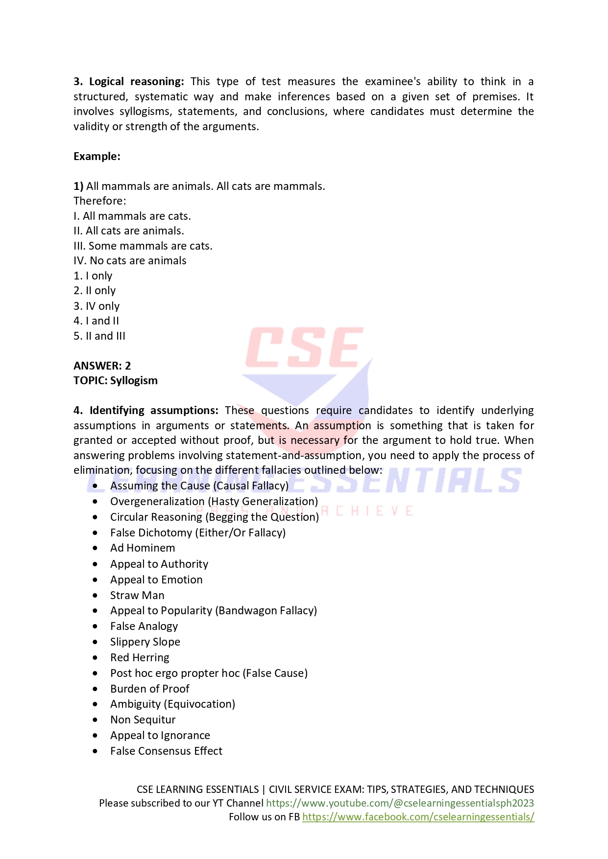 CSE - TIPS STRATEGIES AND TECHNIQUES SUMMARY: ANALYTICAL ABILITY ...