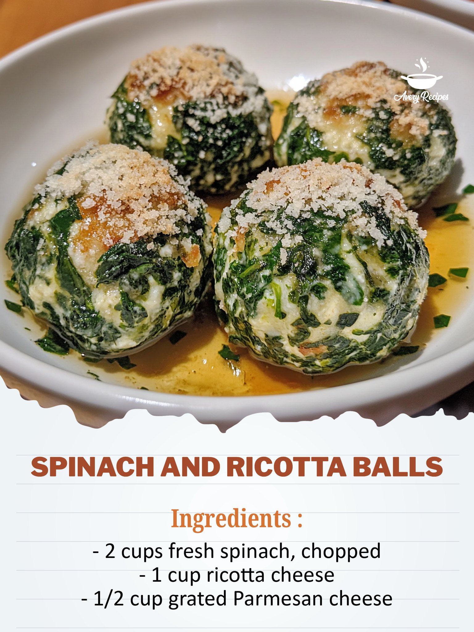 Avery Recipes - Spinach and Ricotta Balls Ingredients: -... | Facebook