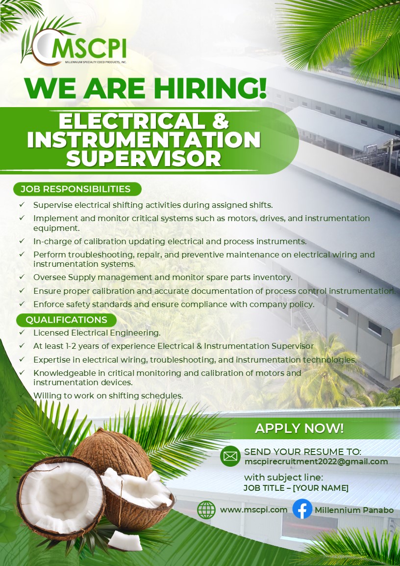 Millennium - WE ARE HIRING‼️ Lead our electrical and instrumentation ...