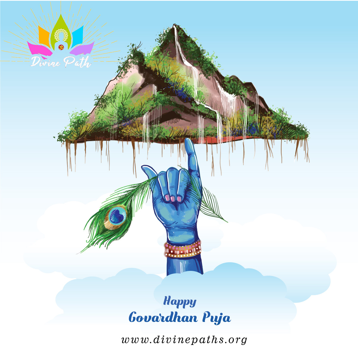 Divine - Let us bow to Lord Krishna, who lifted the Govardhan hill to ...