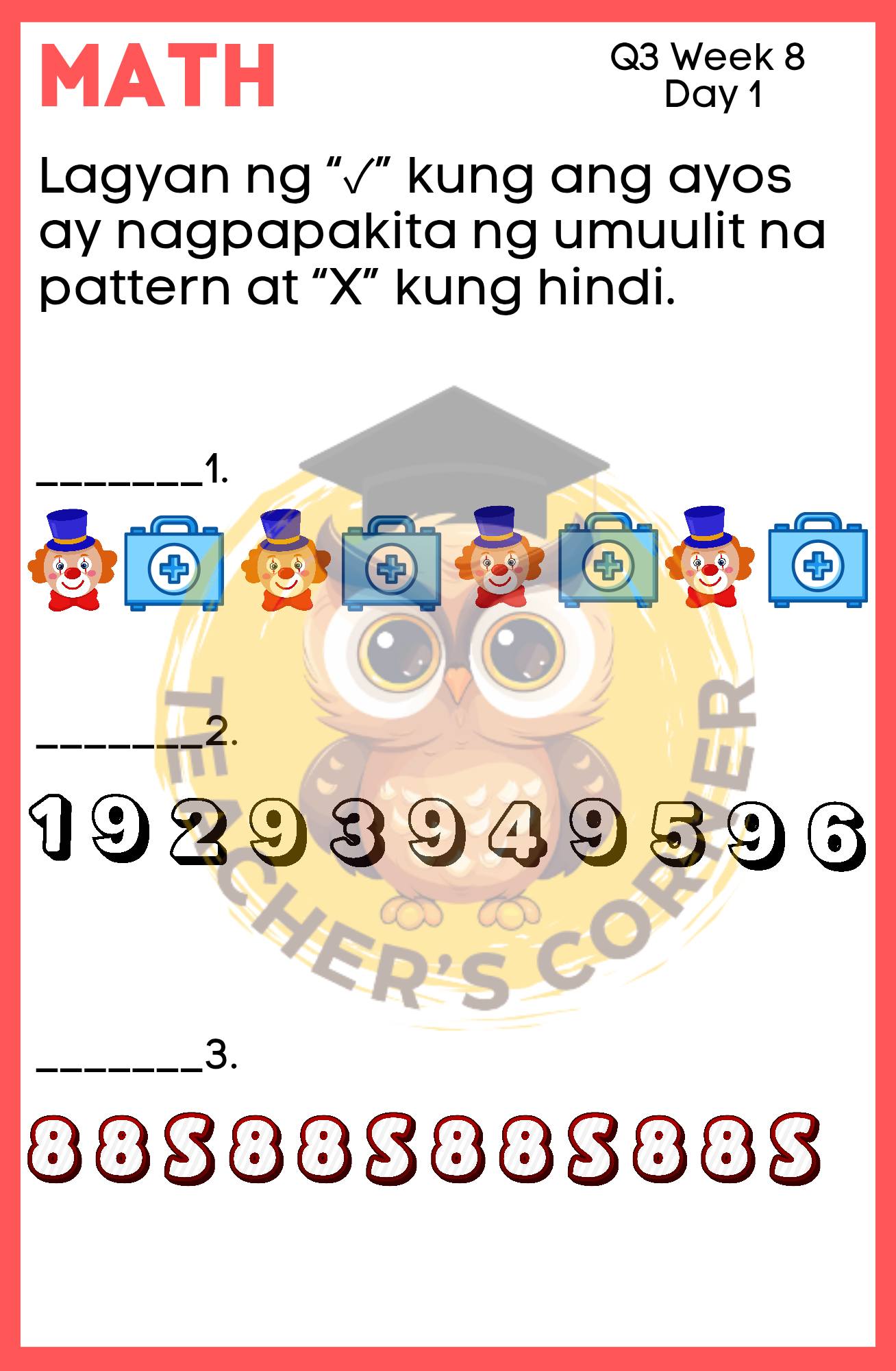 ️GRADE 1 WORKSHEET Q3 Week 8 Day 1... - Teacher's Corner | Facebook