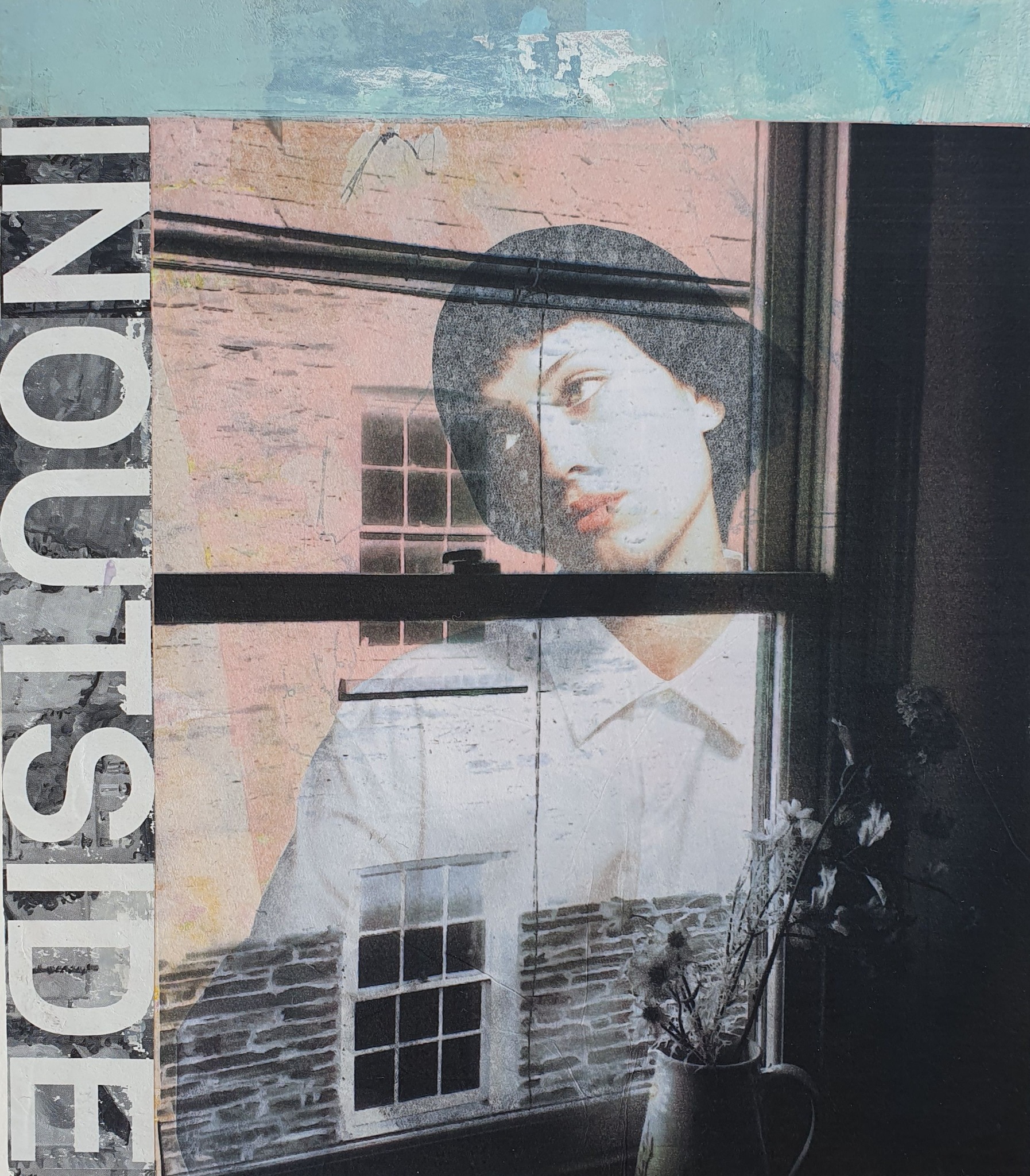 Collage with an ownmade foto from a visit in Amsterdam, on tissue